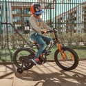 SUNBABY Rowerek dla chłopca 16 cali Tiger Bike z pchaczem czarno - pomarańczow - turkusowy