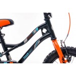 SUNBABY Rowerek dla chłopca 16 cali Tiger Bike z pchaczem czarno - pomarańczow - turkusowy