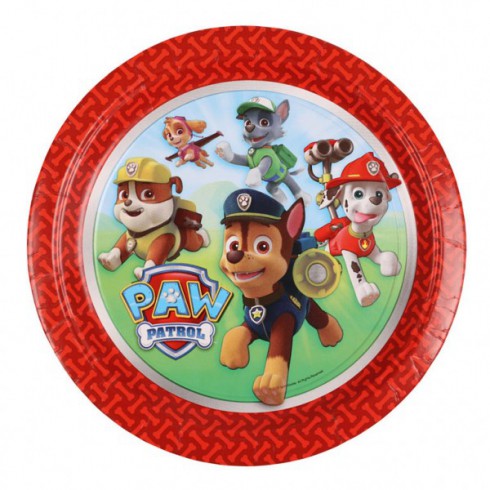 TALERZYKI URODZINOWE PAPIEROWE PSI PATROL 23 cm. 8 szt