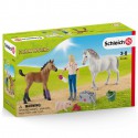 Schleich - Weterynarz odwiedzający klacz i źrebię 42486