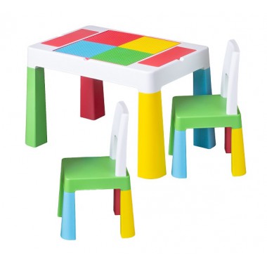 MULTIFUN ZESTAW MEBLI DZIECIĘCYCH STOLIK 2 KRZESEŁKA MULTICOLOR