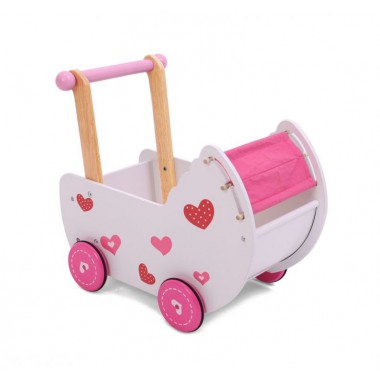 PCHACZ WÓZEK DLA LALEK DREWNANY Z POŚCIELĄ