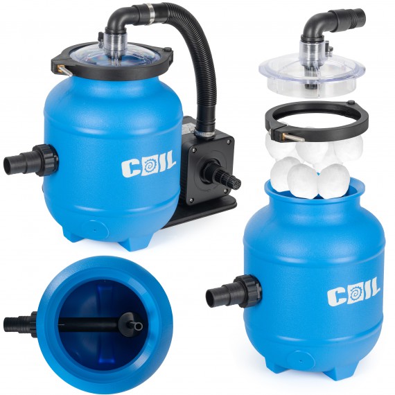 COIL Pompa piaskowa do basenu 100W. wydajność 4000l/h + 320g kulek filtracyjnych Aqualoon