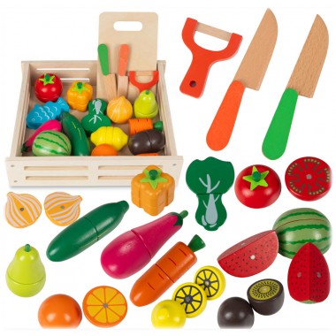 COIL Zestaw do krojenia dla dzieci drewniane warzywa owoce na magnes akcesoria