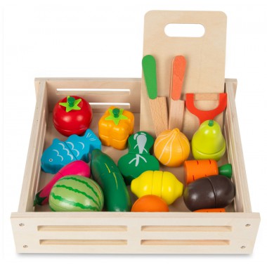 COIL Zestaw do krojenia dla dzieci drewniane warzywa owoce na magnes akcesoria