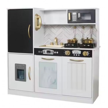 COIL Kuchnia drewniana dla dzieci + akcesoria światło LED duża zestaw garnki kran